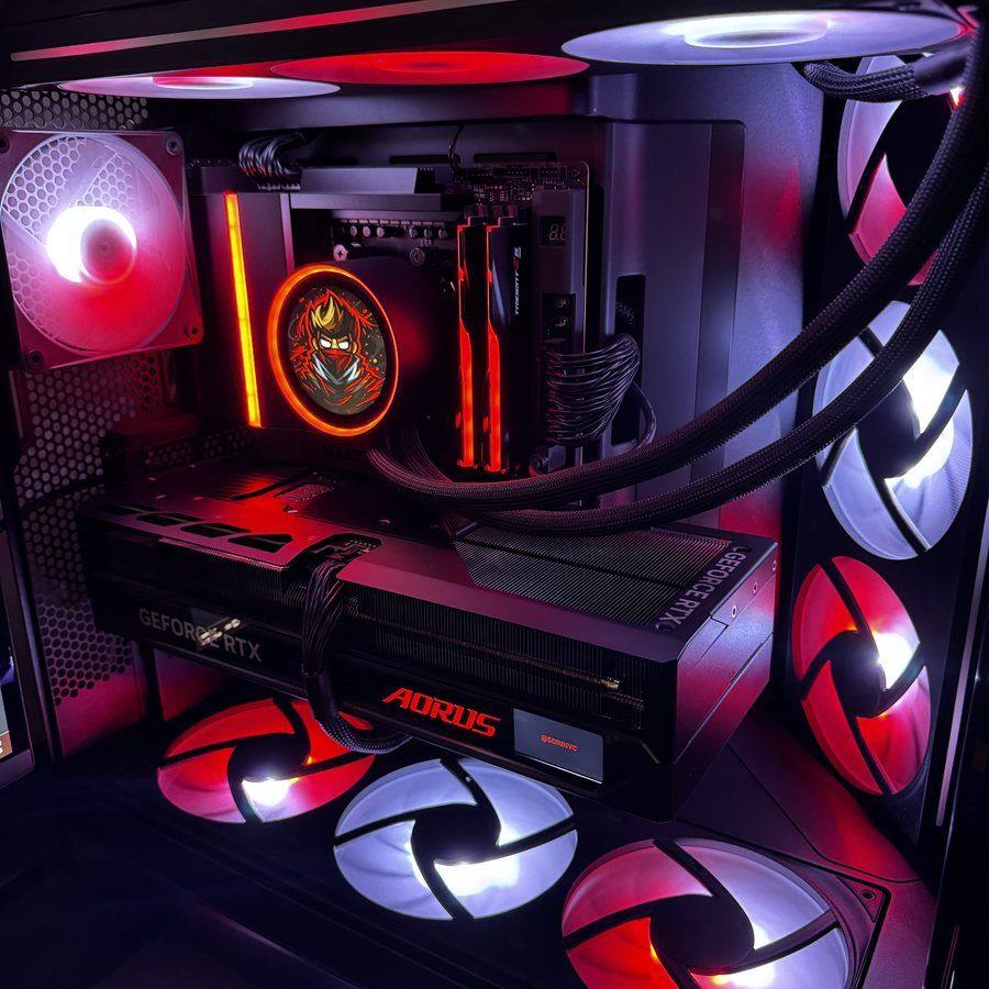SorinVC gaming PC full build with red RGB lighting